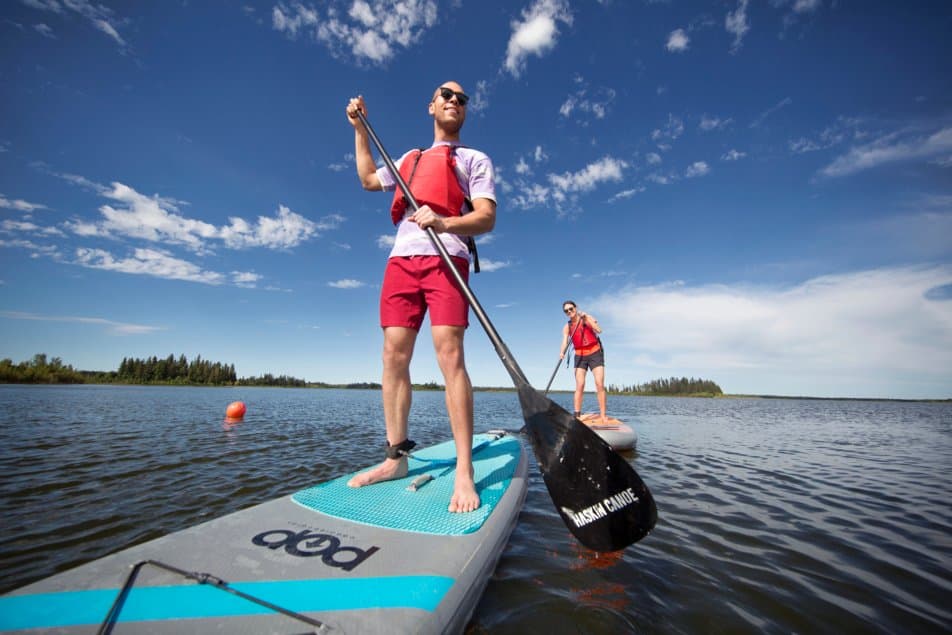 paddling on a lake